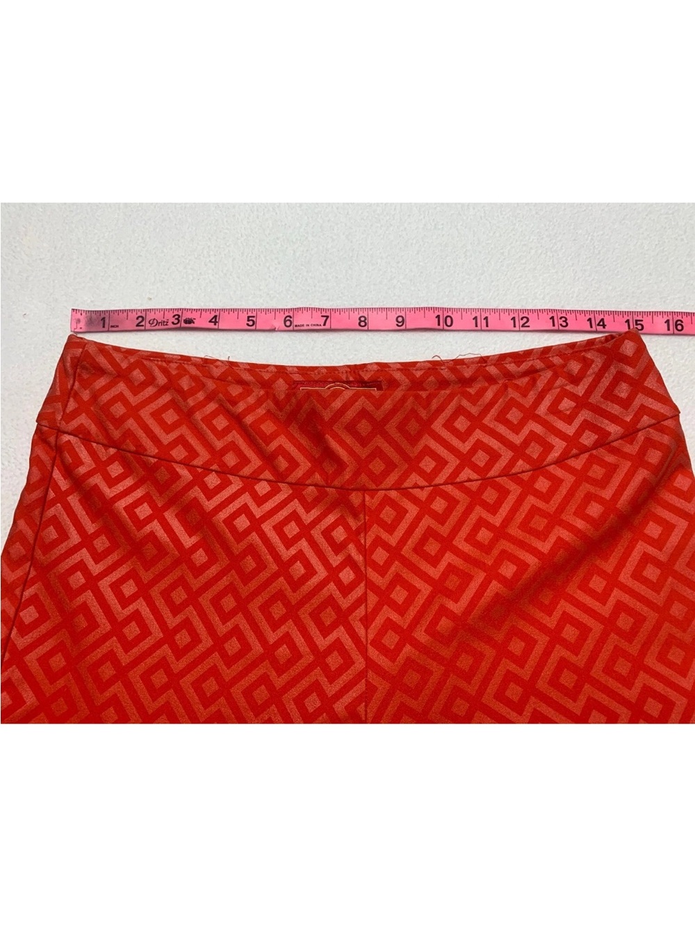 Krazy Larry size 8 orange red geometric print pull on pants- stretch - Picture 5 of 7